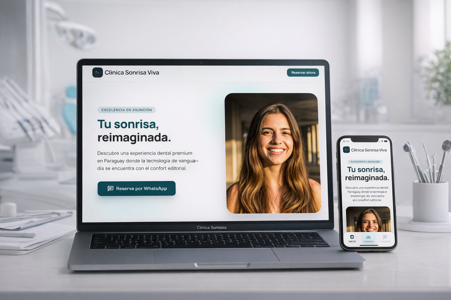 Mockup de Clínica Sonrisa Viva