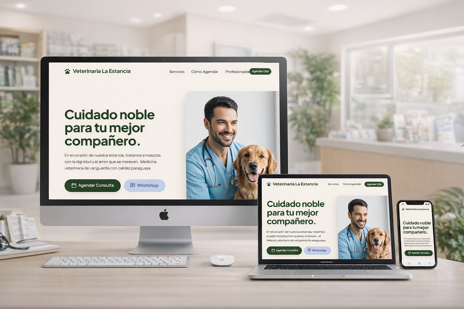 Mockup de Veterinaria La Estancia